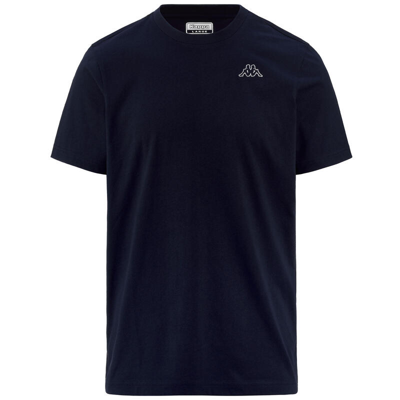 T-shirt uomo Kappa 100% cotone logo piccolo blu