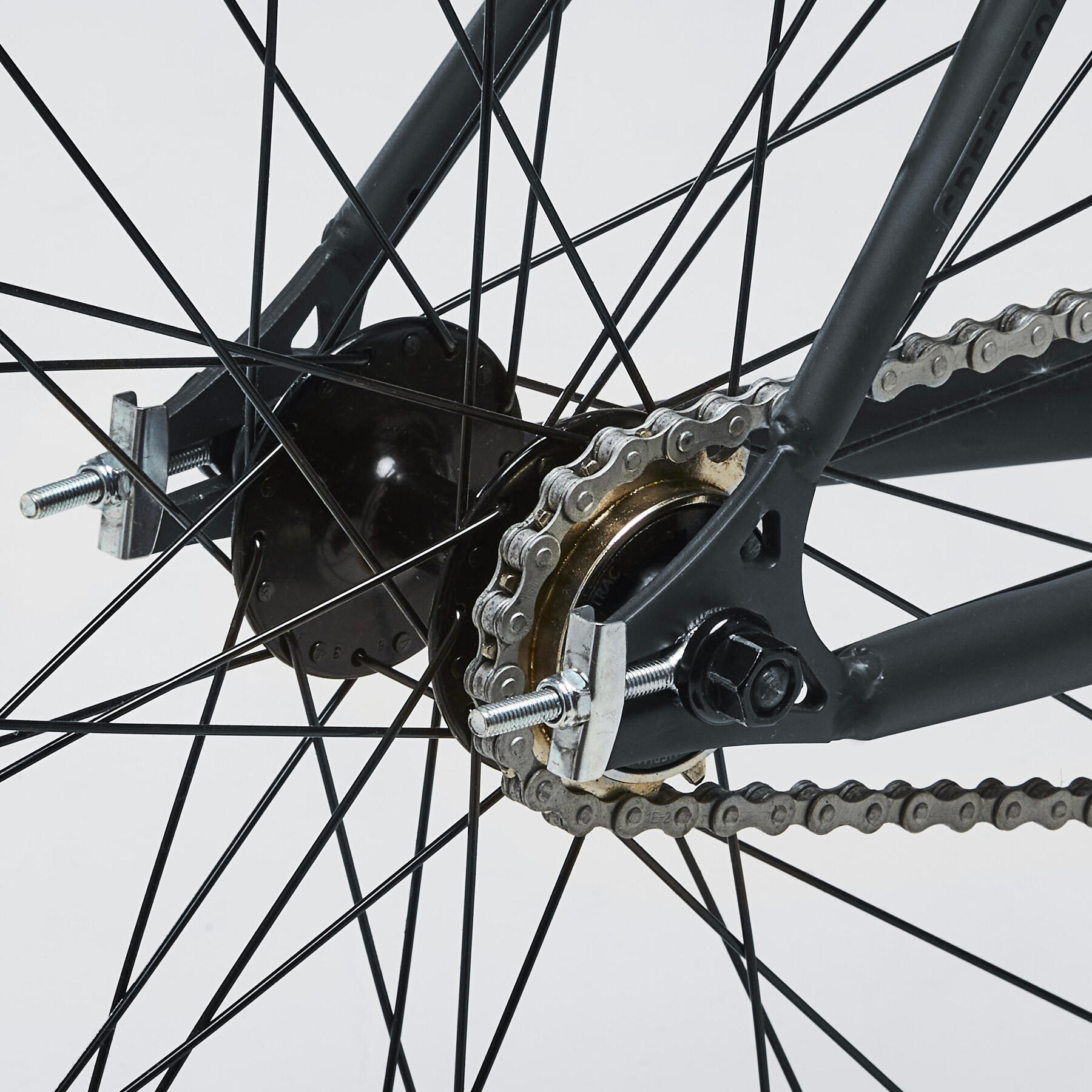 Vue latérale du vélo Elops 500 Single Speed gris carbone