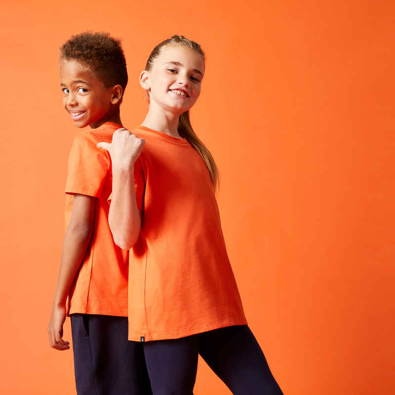 Kids' Unisex Cotton T-Shirt 500 - Orange