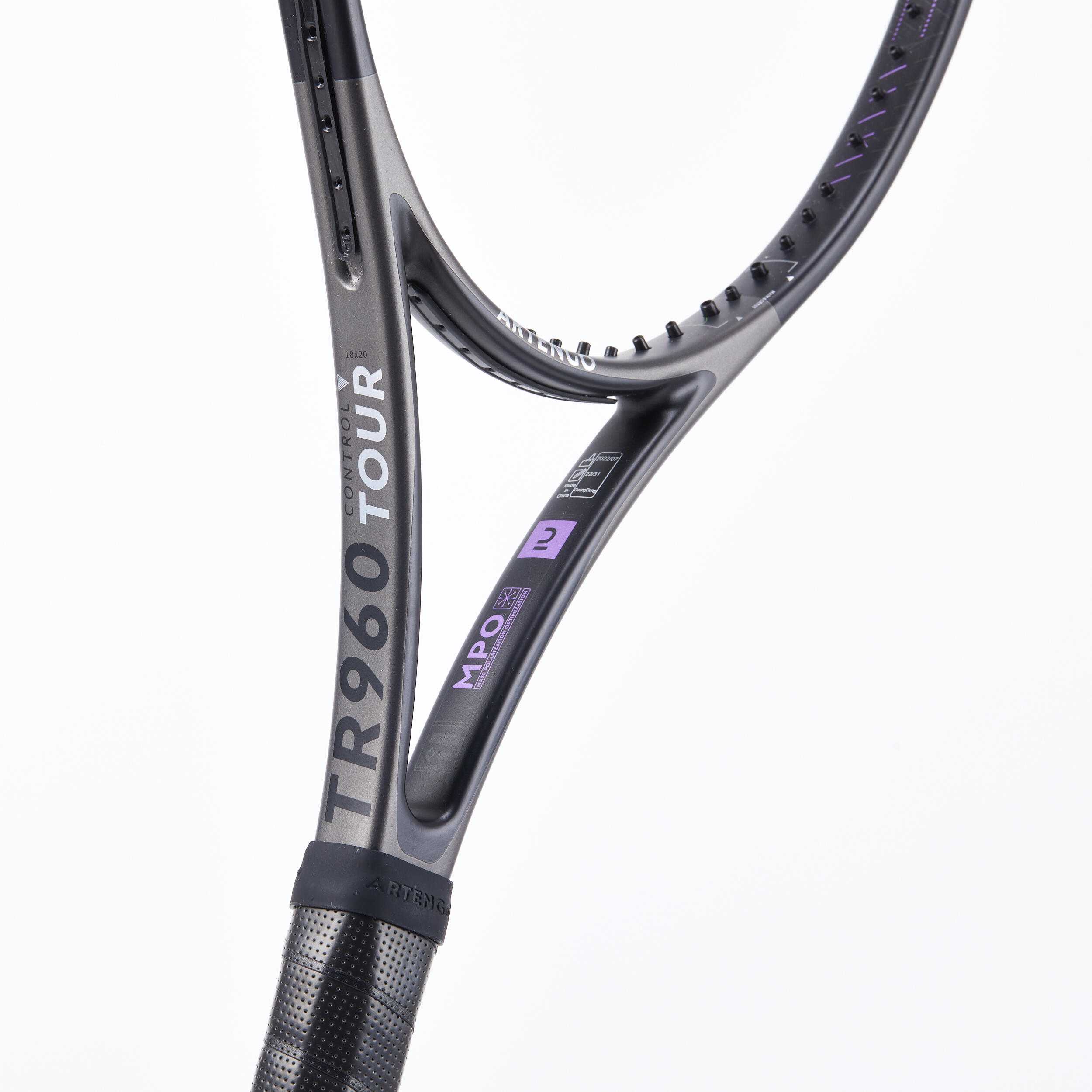 Adult Tennis Racket Control Tour TR960 18x20 Unstrung - Grey 