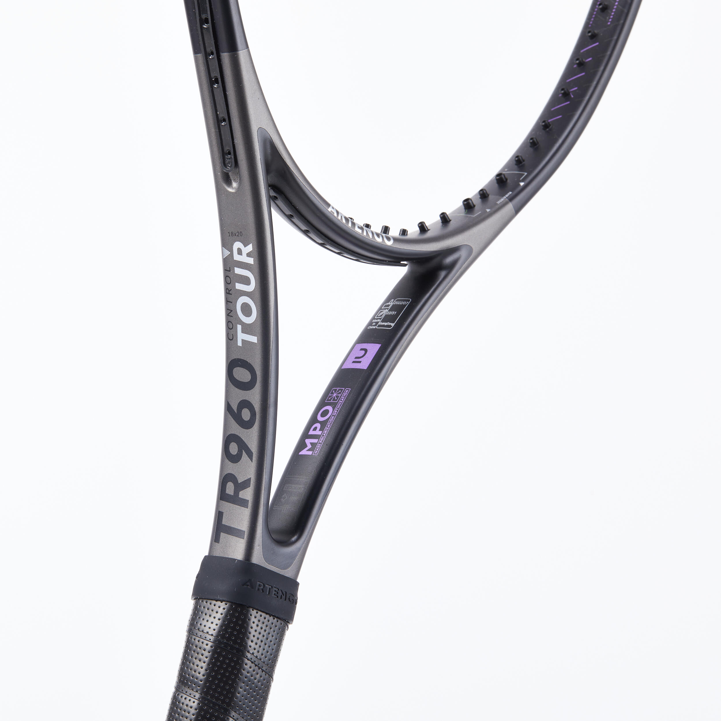 Adult Tennis Racket Control Tour TR960 18x20 Unstrung - Grey