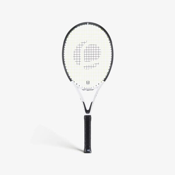Adult tennis racquet with black and blue frame