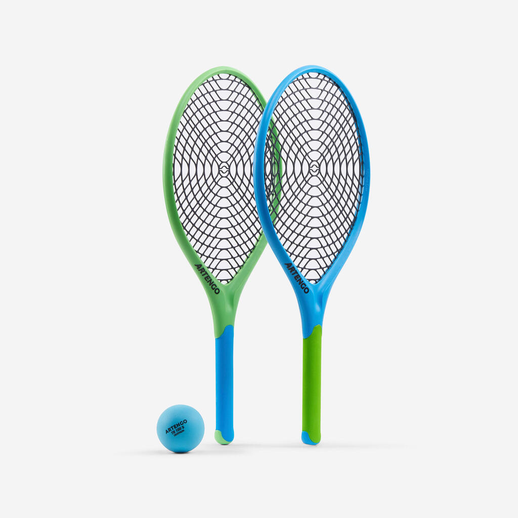 Tennis-Set Funyten 2 Schläger und 1 Ball blau/grün