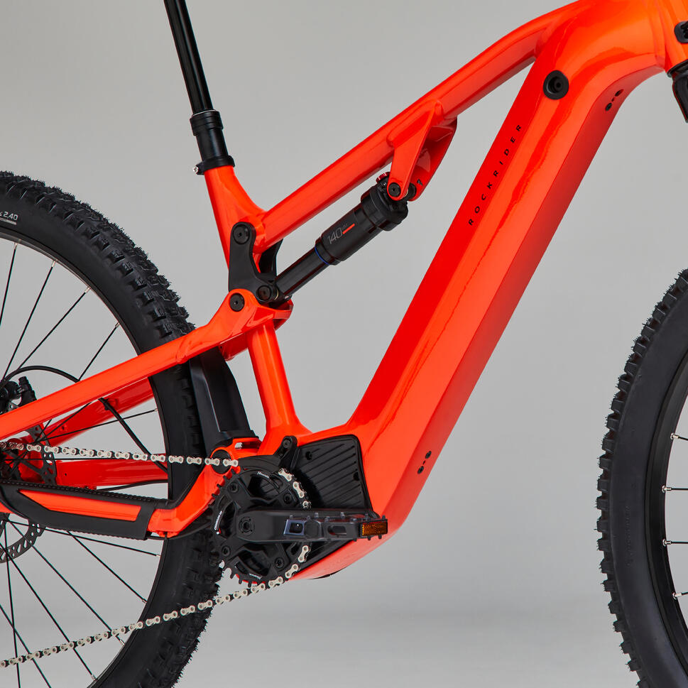 Vélo VTT électrique tout suspendu 29" EEXPL 520 S Rouge vif ROCKRIDER Decathlon