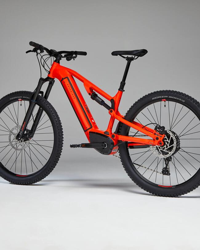 29 Full Suspension Electric Mountain Bike E Expl 520 S Bright Red ROCKRIDER Decathlon