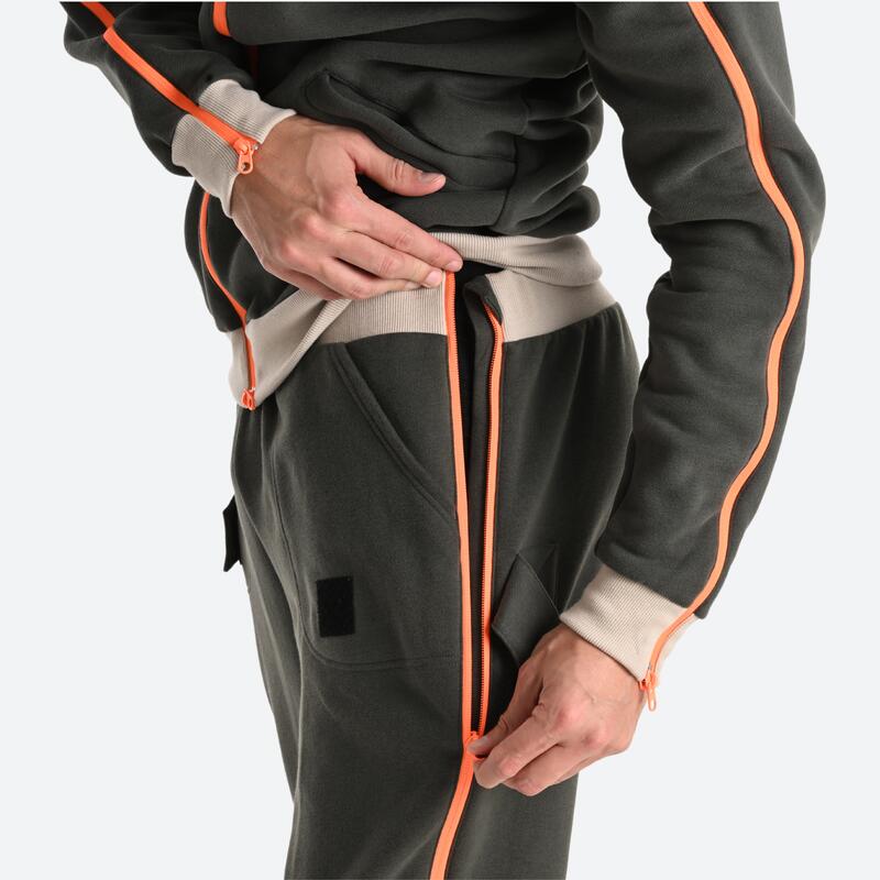 Pantalon de jogging homme avec ouvertures zip facile à enfiler - vert olive