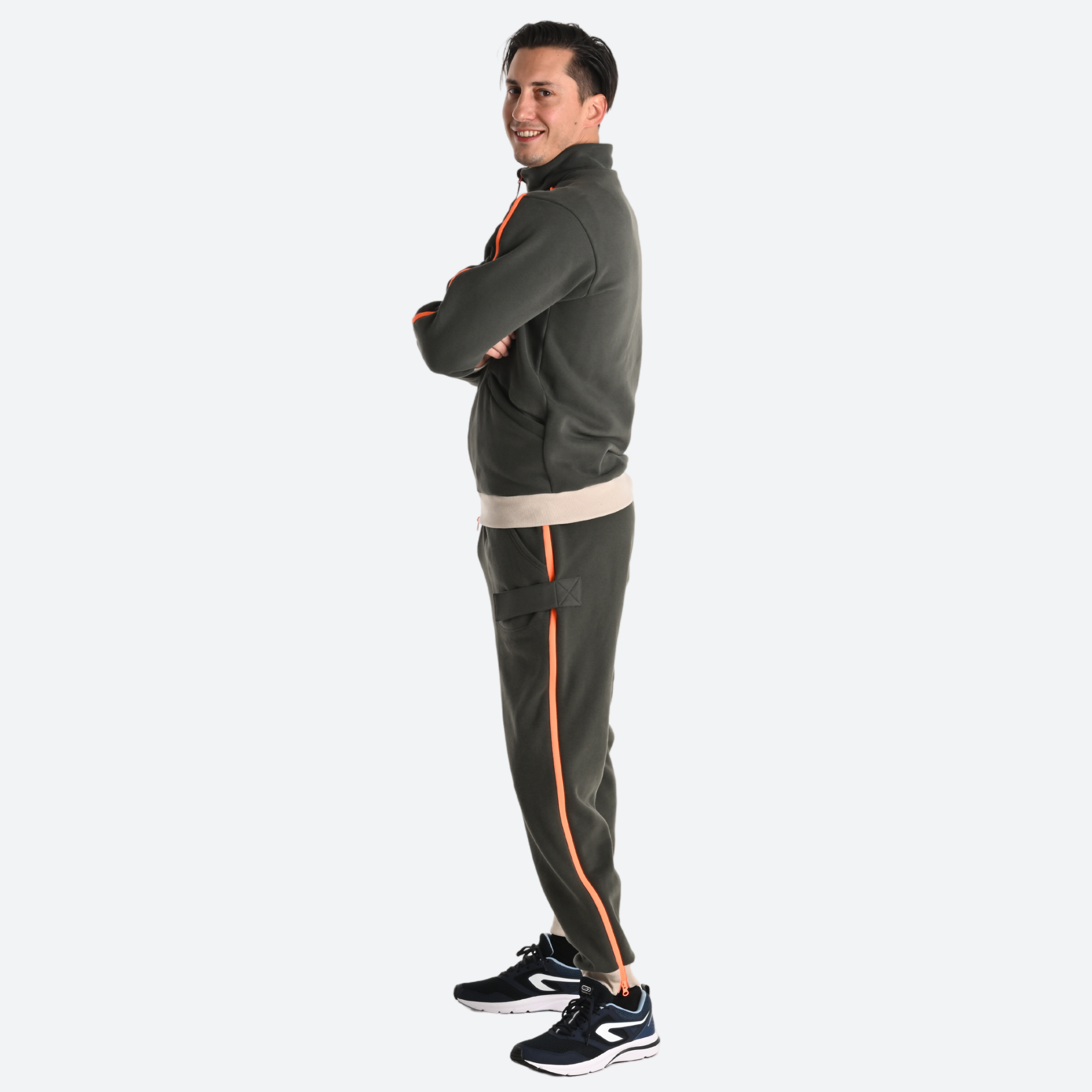 Pantalon de jogging homme avec ouvertures zip facile a enfiler vert olive Decathlon