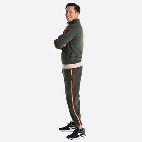 Men's Easy Dressing Jogging Bottoms with Zip-Up Openings - Olive Green