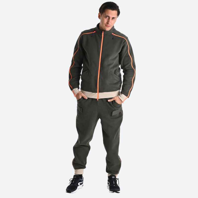 Men's Easy Dressing Jogging Bottoms with Zip-Up Openings - Olive Green