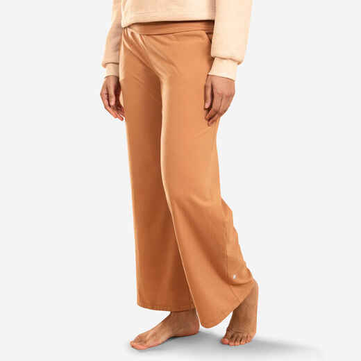 
      Široke hlače za laganu jogu Cocoon ženske boja kave
  