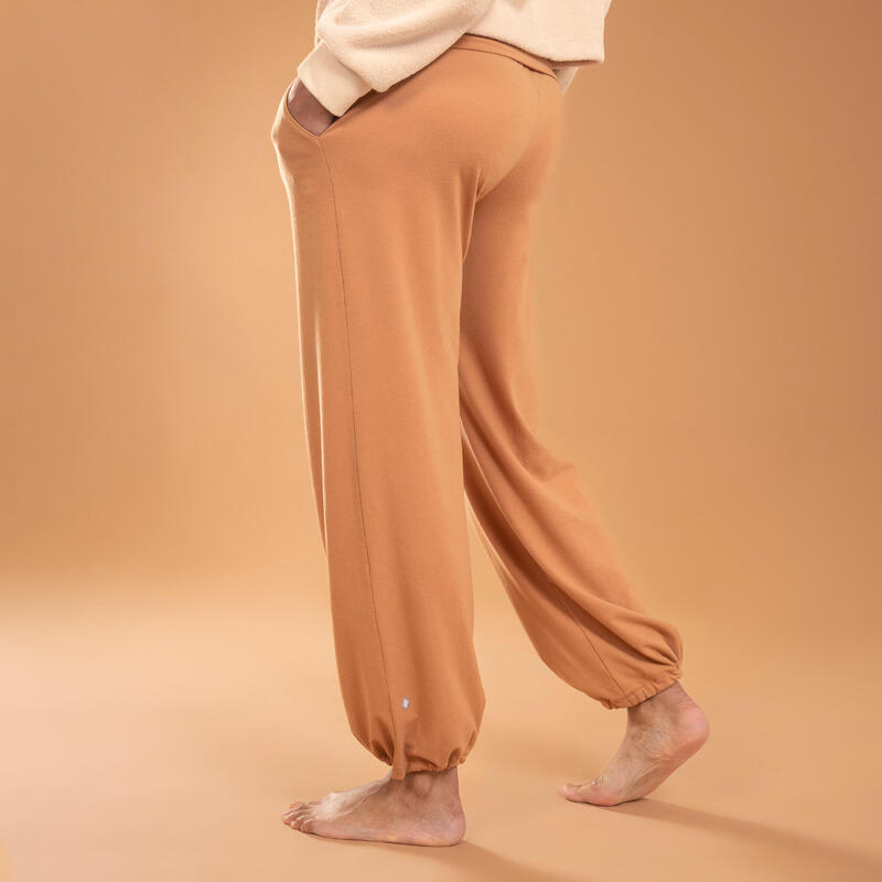 Pantaloni donna yoga flare traspiranti marroni