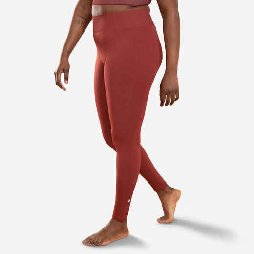 Women's Dynamic Yoga Reversible Leggings - Solid/Print Brown and
