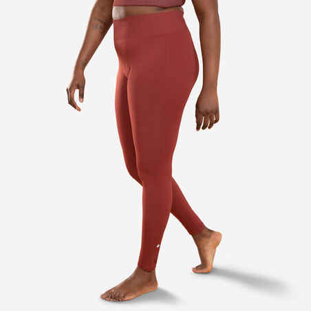 Women's Long Seamless Yoga Leggings - Burgundy