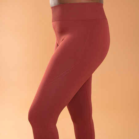 Women's Long Seamless Yoga Leggings - Burgundy