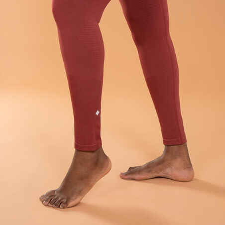 Women's Long Seamless Yoga Leggings - Burgundy