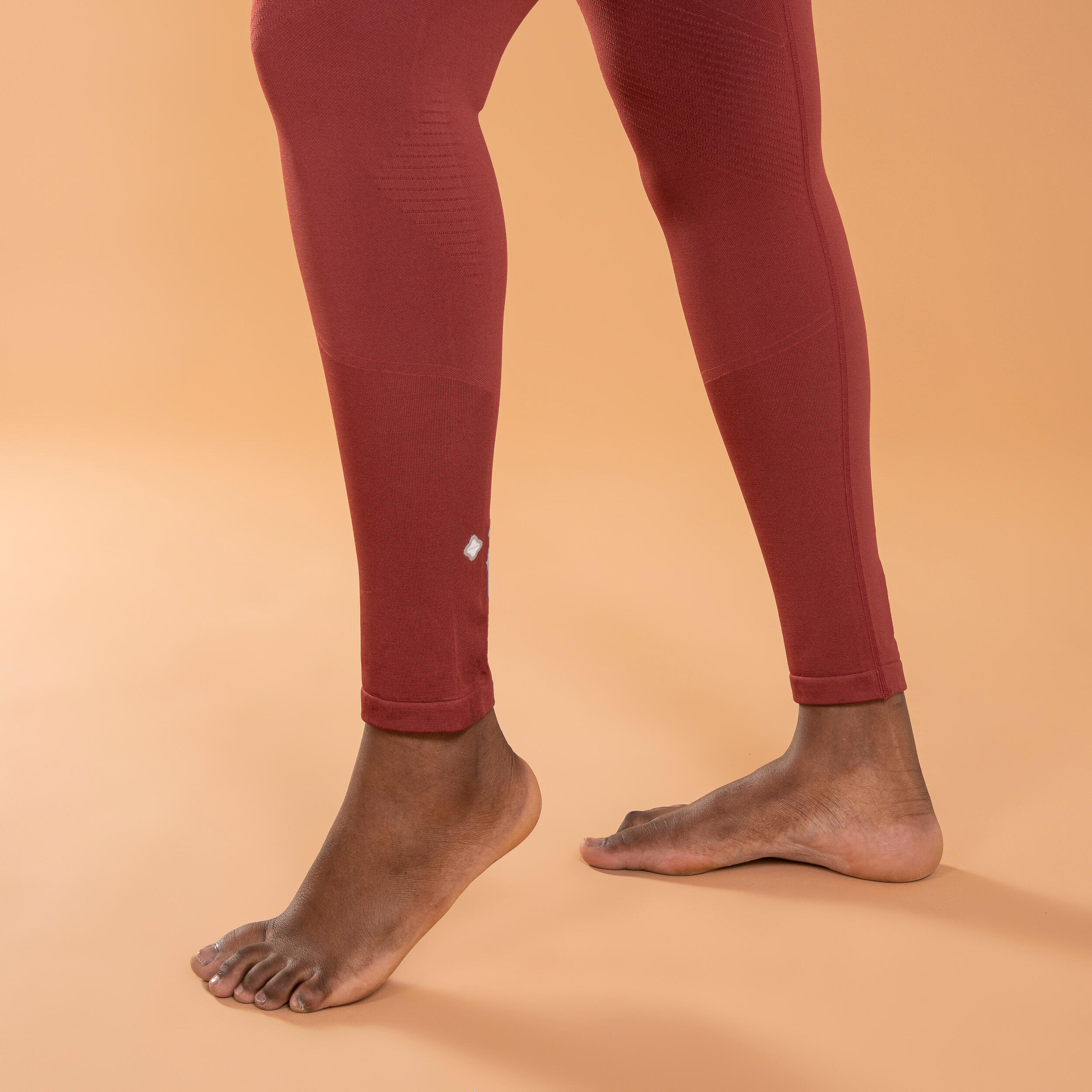 Women's Long Seamless Yoga Leggings - Burgundy 6/6