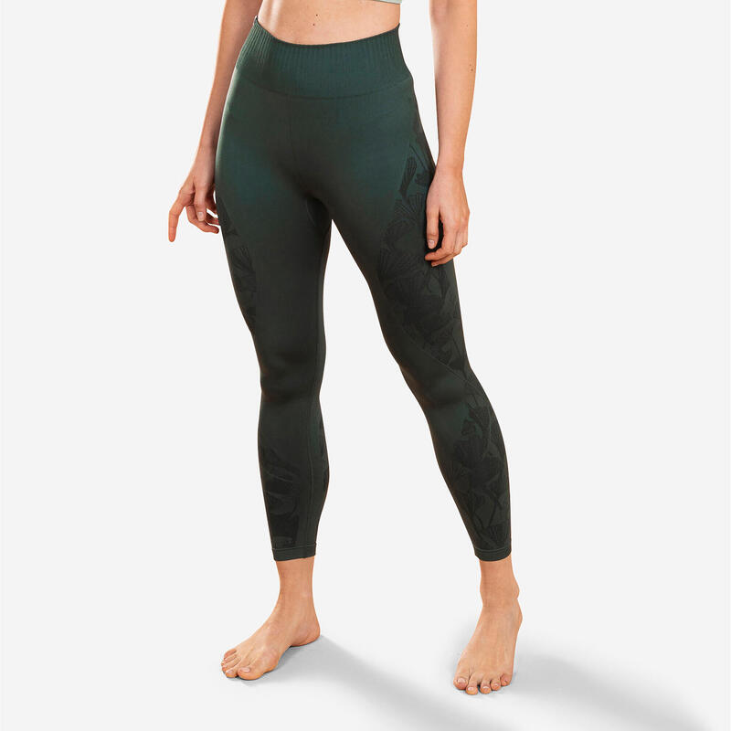 Malla legging 7/8 yoga seamless Mujer - Verde oscuro