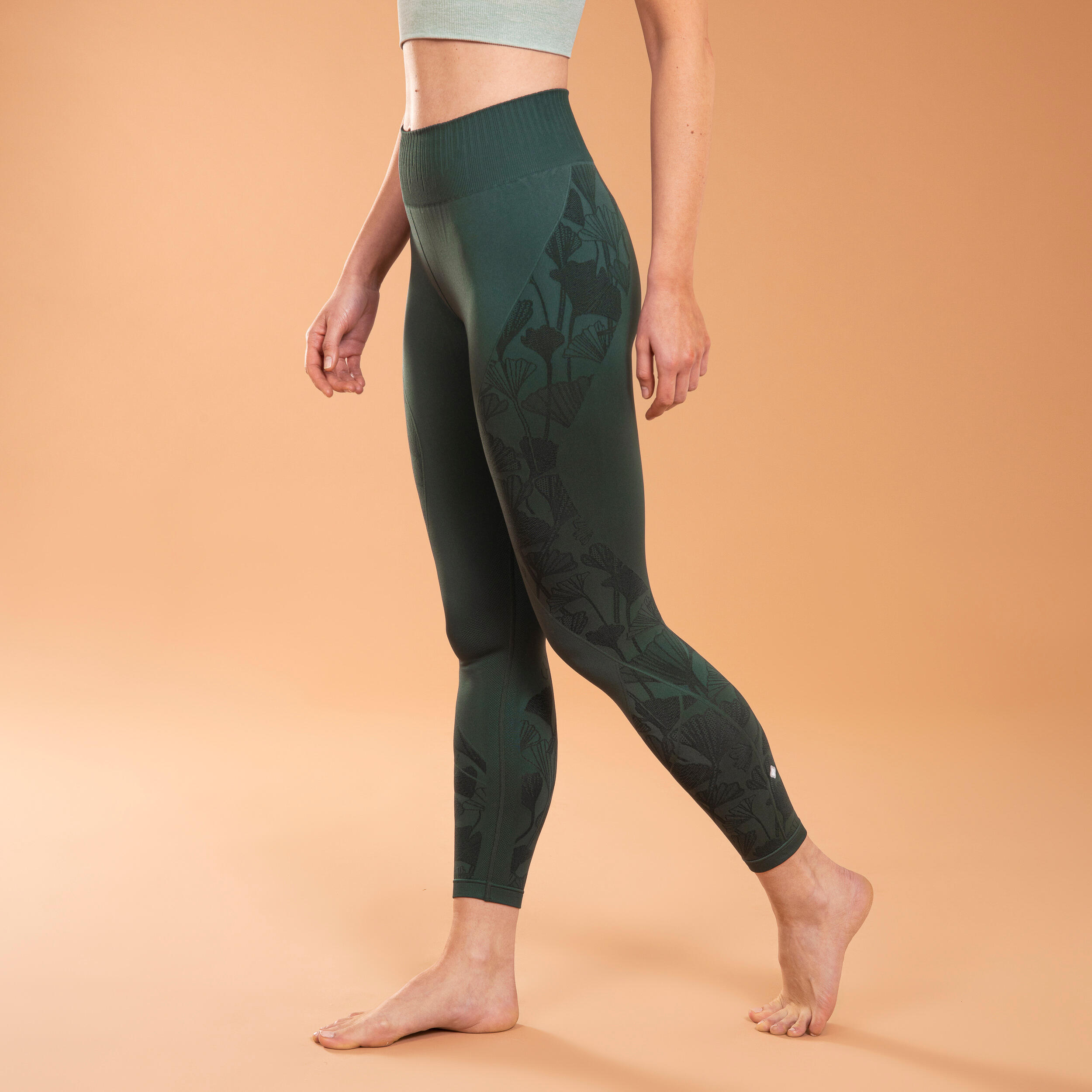 Om 7/8 High Waisted Yoga Leggings With Side Pockets Green 