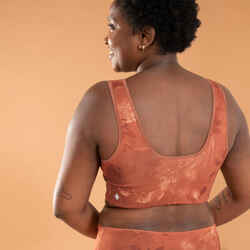 Dynamic Yoga Reversible Sports Bra - Plain/Print Brown/Orange