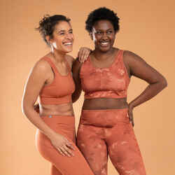 Dynamic Yoga Reversible Sports Bra - Plain/Print Brown/Orange