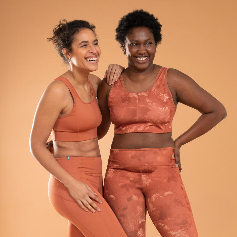 Top yoga reversibile sostegno leggero marrone-arancione