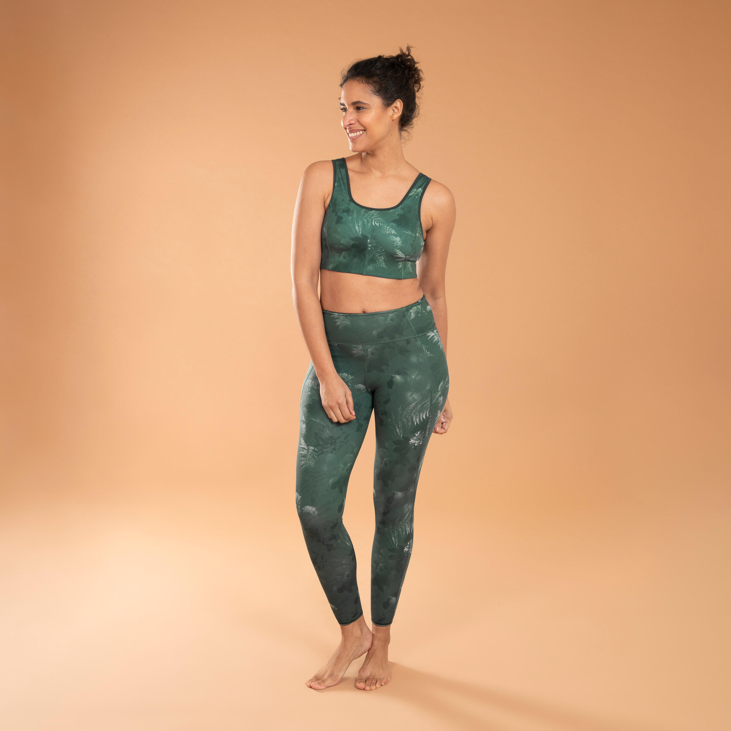 Yoga Reversible Sports Bra - Solid/Print Green 5/7
