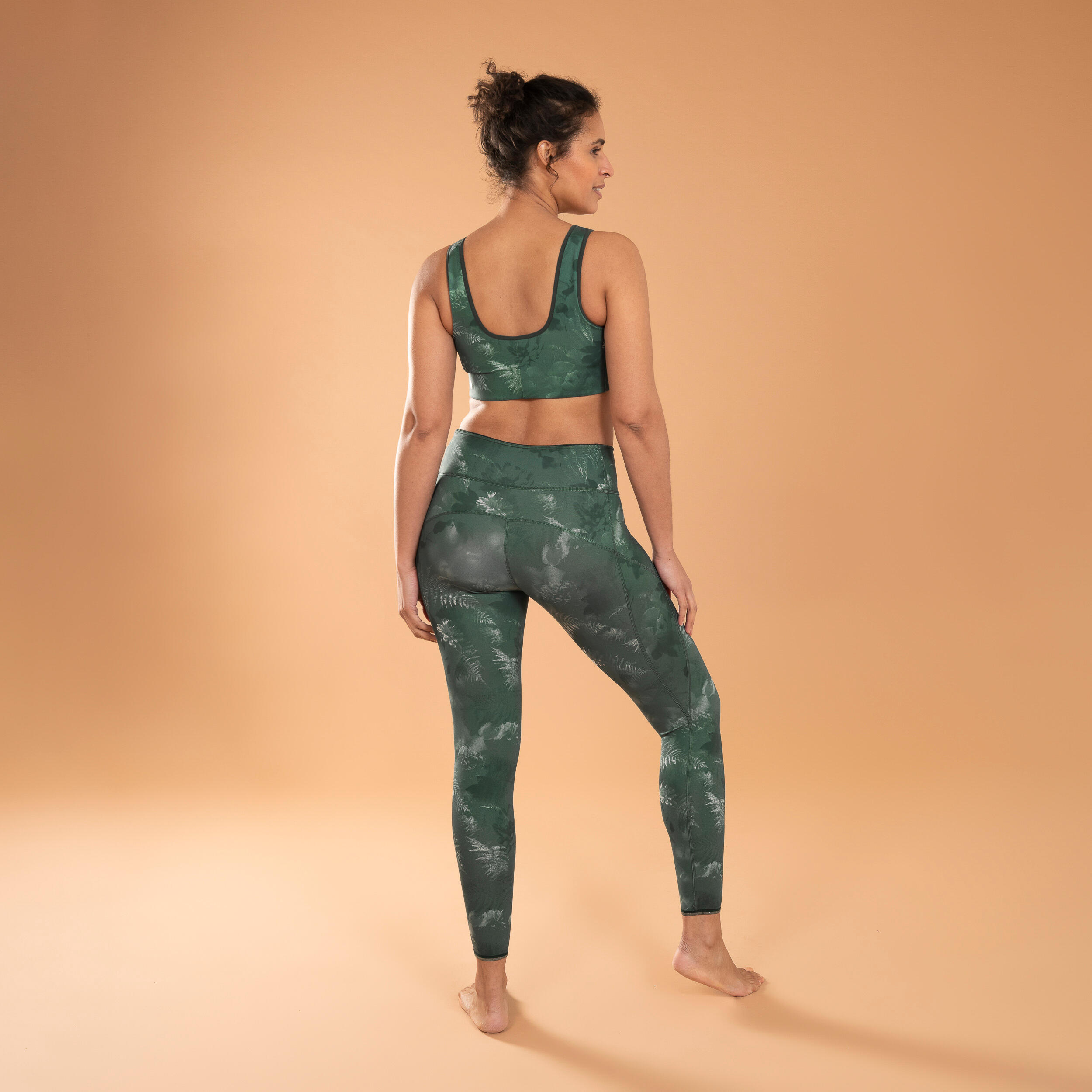 Yoga Reversible Sports Bra - Solid/Print Green 4/7