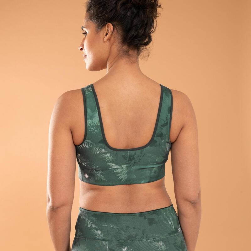 TOP REVERSÍVEL DE YOGA MULHER ESTAMPADO/LISO VERDE