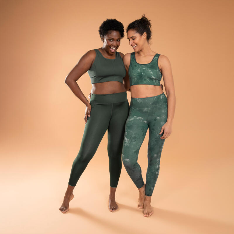 BRASSIERE YOGA RÉVERSIBLE IMPRIMÉ/UNI VERT