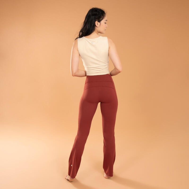 Flared broek voor dynamische yoga Premium terracotta