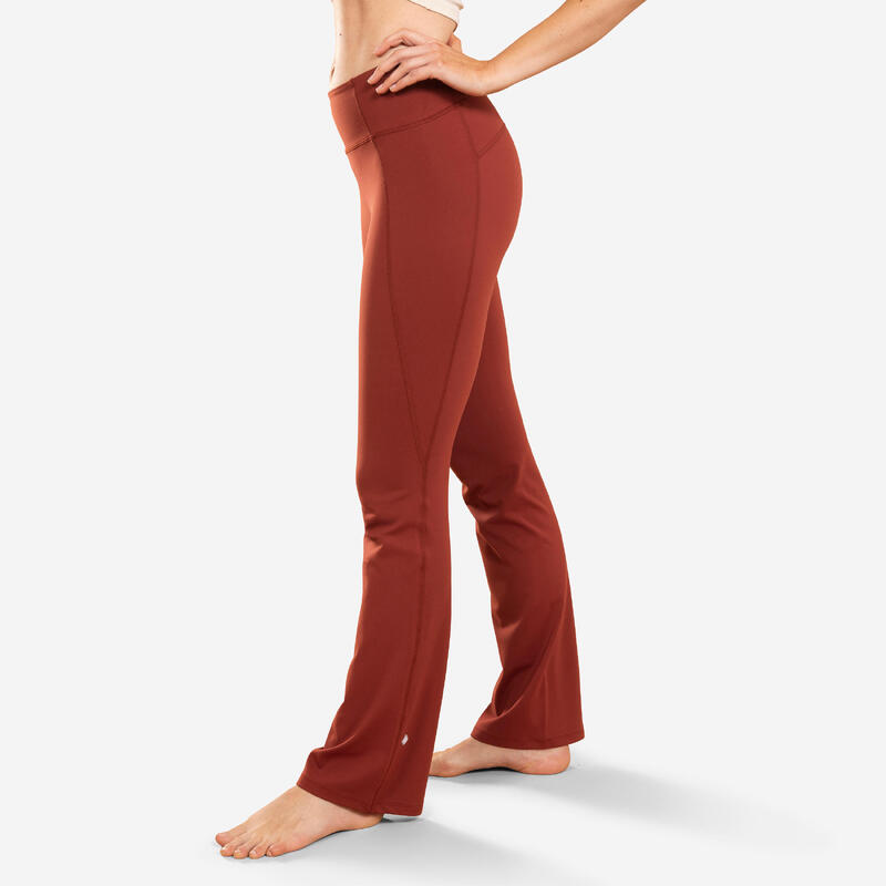 Flared broek voor dynamische yoga Premium terracotta
