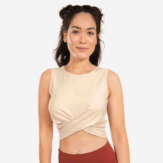 
      Kratka majica bez rukava za jogu ženska ecru
  
