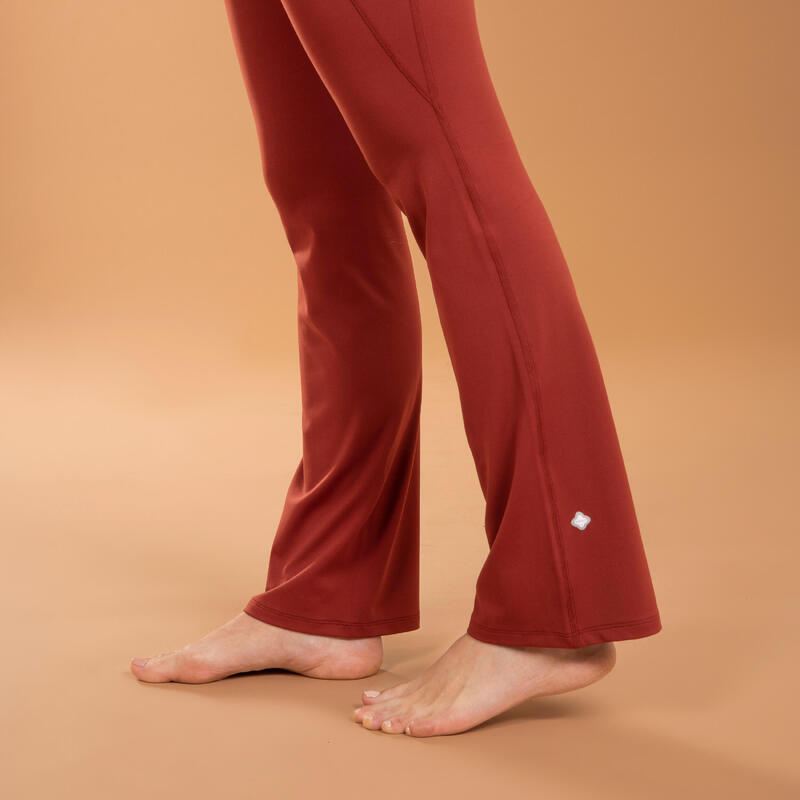 Pantaloni tuta donna yoga flare traspiranti terracotta