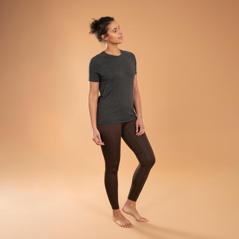 Malla legging largo yoga transpirable tiro alto Mujer - Marrón