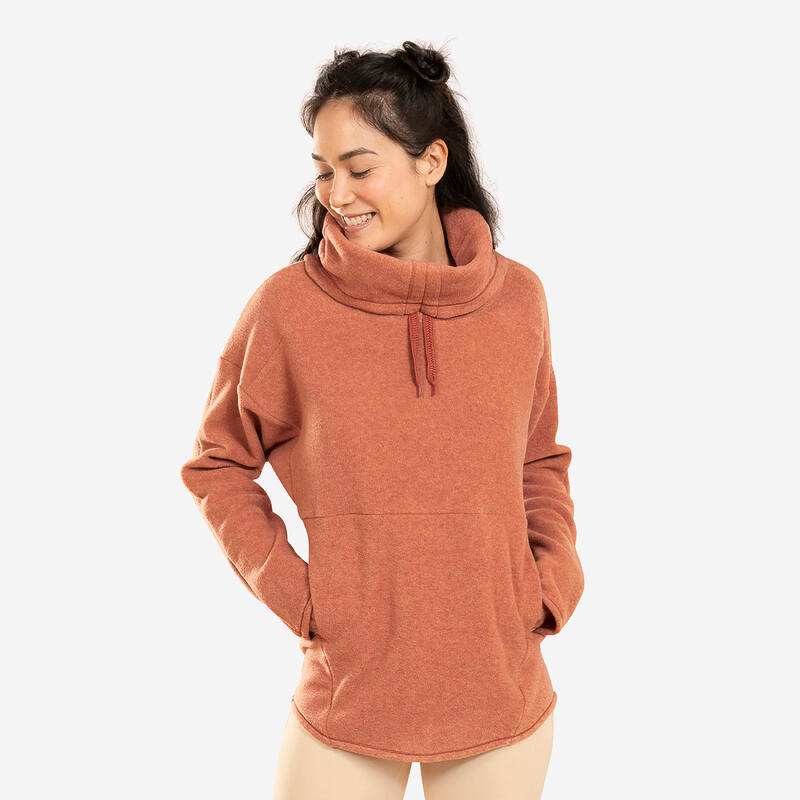 Sweatshirt Yoga Damen Entspannung Fleece - braun