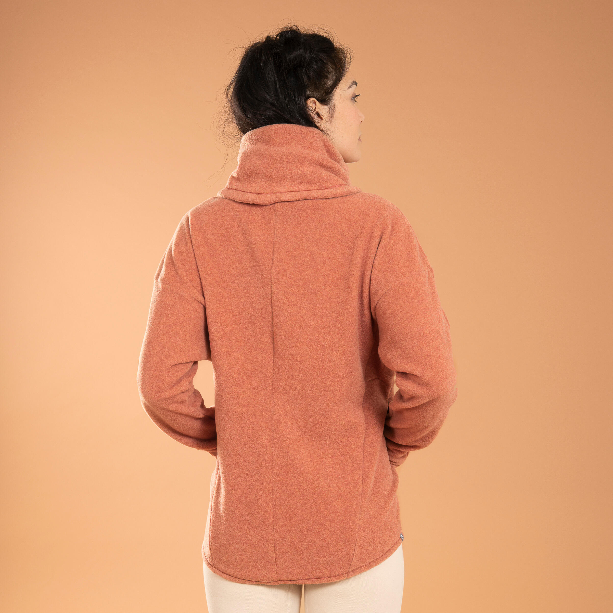 Felpa donna yoga oversize pesante marrone KIMJALY Decathlon