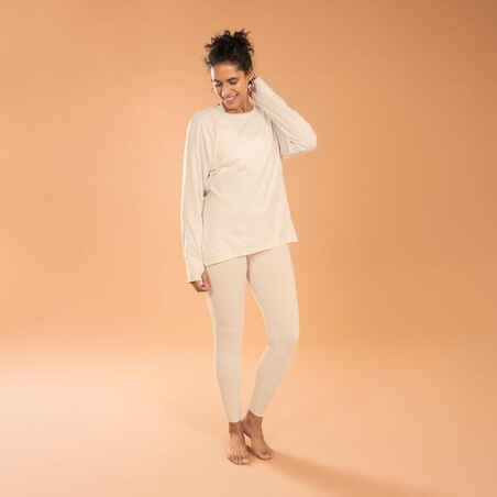 Women's Long-Sleeved Yoga T-Shirt - Beige