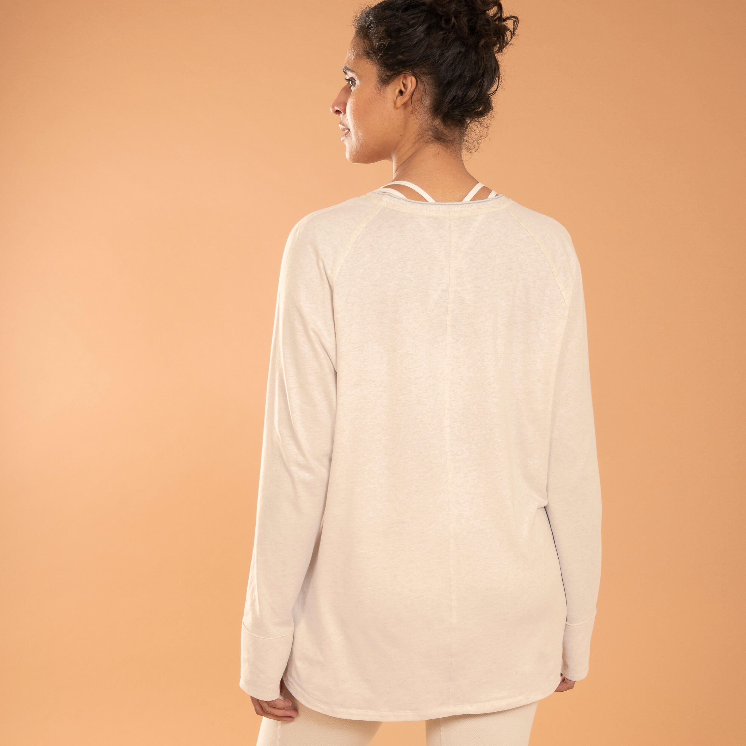 MAGLIETTA YOGA DONNA A MANICHE LUNGHE BEIGE