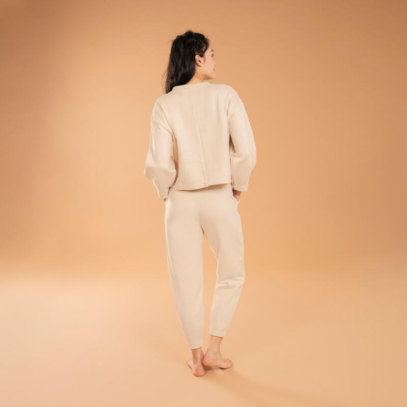 Warme yoga sweater bolvormig beige