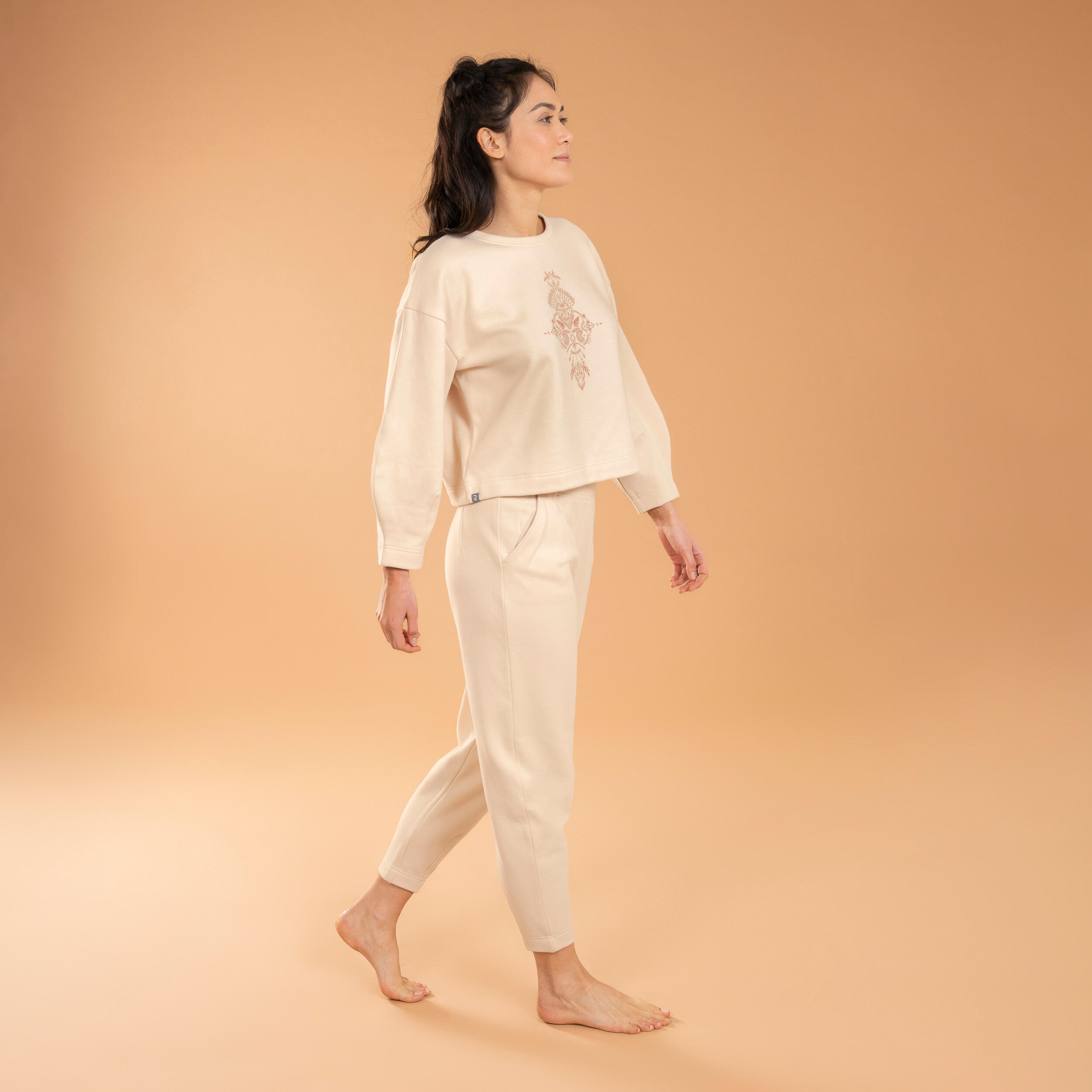 PANTALONI DA YOGA CALDI E MORBIDI BEIGE CAROTA