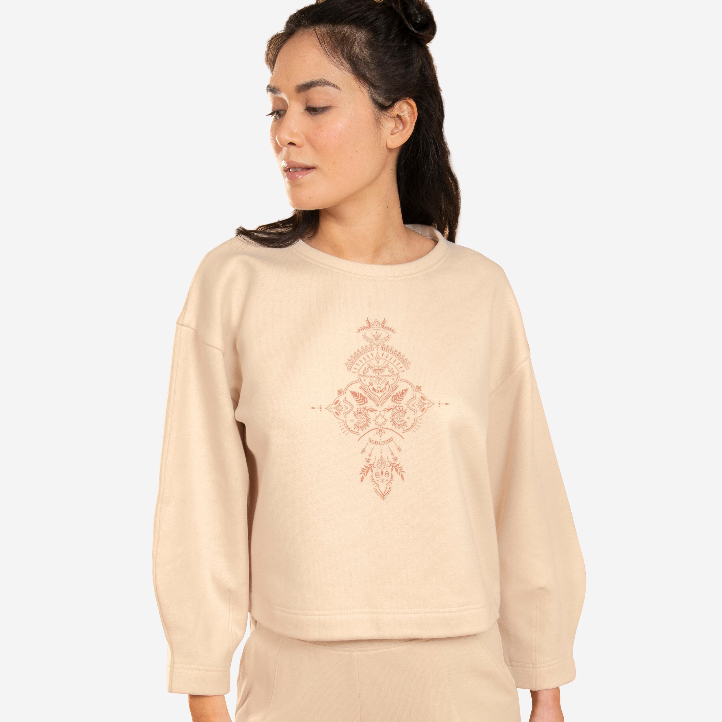 Kimjaly - Sweat Yoga Chaud Forme Boule Beige - Sweat-shirt - Panoplies Training Adultes - Beige - 48 Xl - Decathlon
