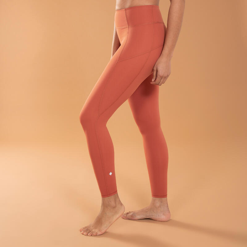 Leggings donna yoga vita alta traspiranti e modellanti marroni