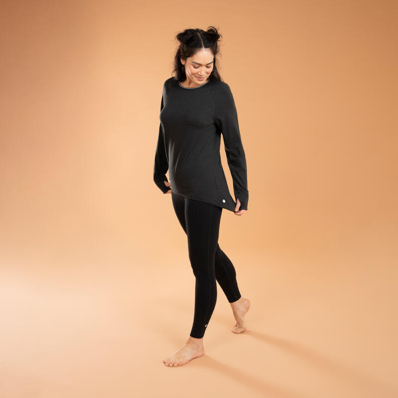 Leggings Yoga Damen Baumwolle - schwarz