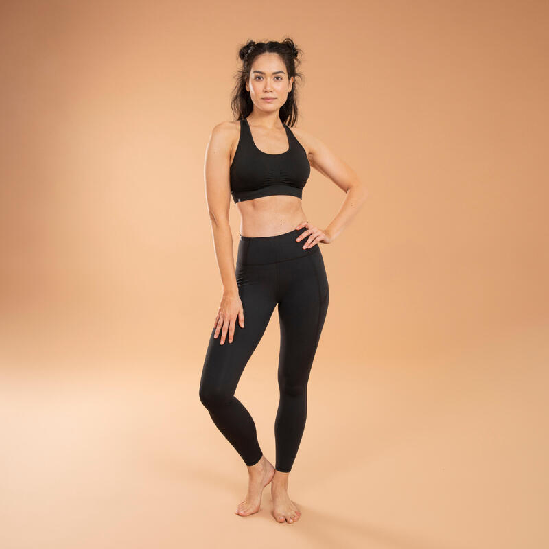 Leggings dynamisches Yoga figurformend - schwarz