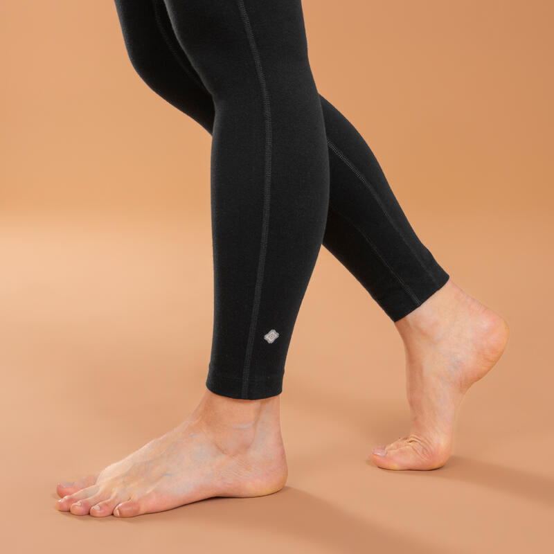 Leggings Yoga Damen Baumwolle - schwarz