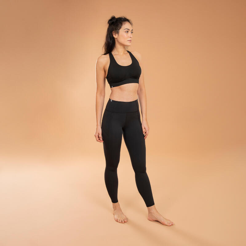 Leggings dynamisches Yoga figurformend - schwarz