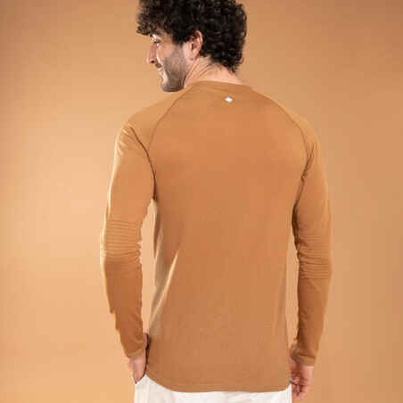 Men's Long-Sleeved Seamless T-Shirt - Camel