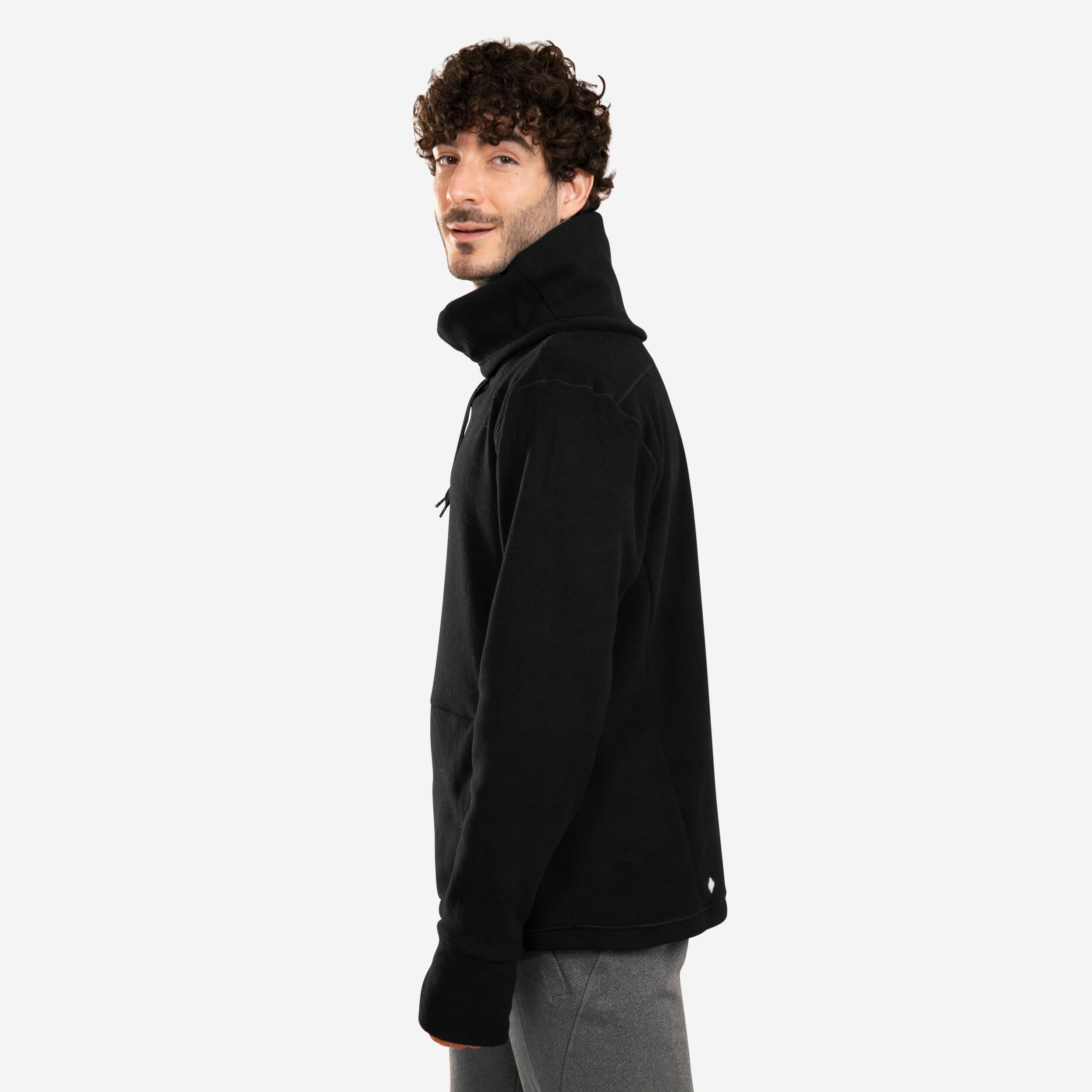 Men's Gentle Yoga Warm Sweatshirt - Mottled Black 3/6