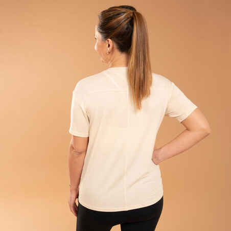 Short-Sleeved Pregnancy Breast-Feeding Yoga T-Shirt - Beige