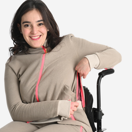 Sweat zippé femme facile à enfiler - beige